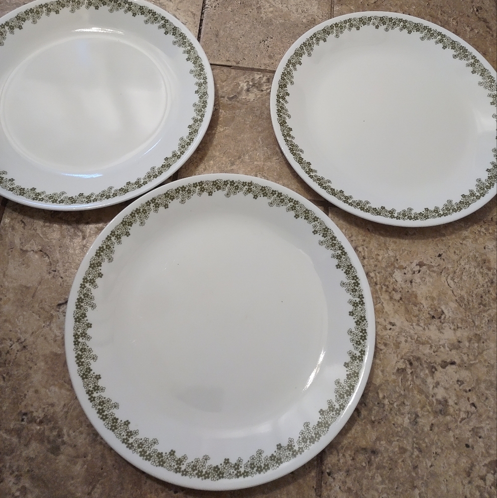 Vintage Corning Corelle Crazy Daisy Green Plates 3